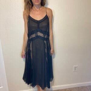 JS Collections Black Lace Mesh Midi Dress Whimsygoth Dark Romantic Size 4 NWT